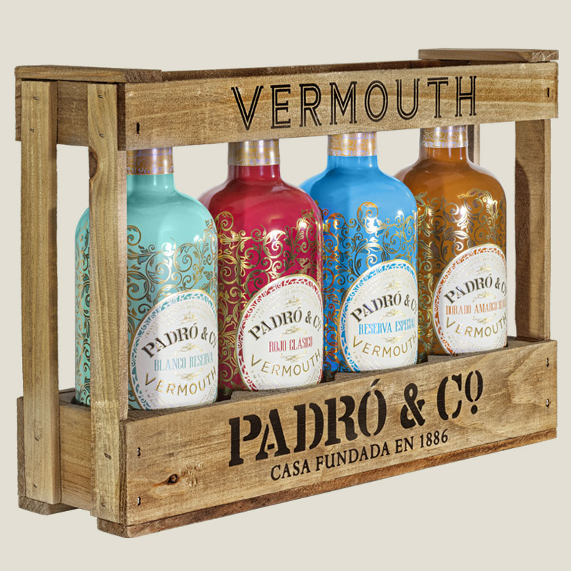 Caja de Madera 4 Vermouth Padró